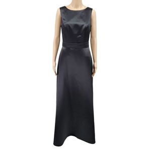 Dressy Collection Vivian Diamond Black Satin Formal Evening Gown Dress Women's